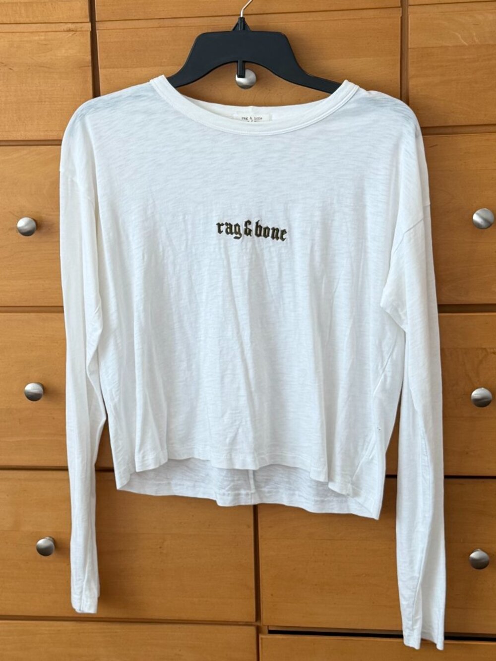 NWOT Rag & Bone Long Sleeve Logo Tee in White Size S/P - Picture 2 of 2
